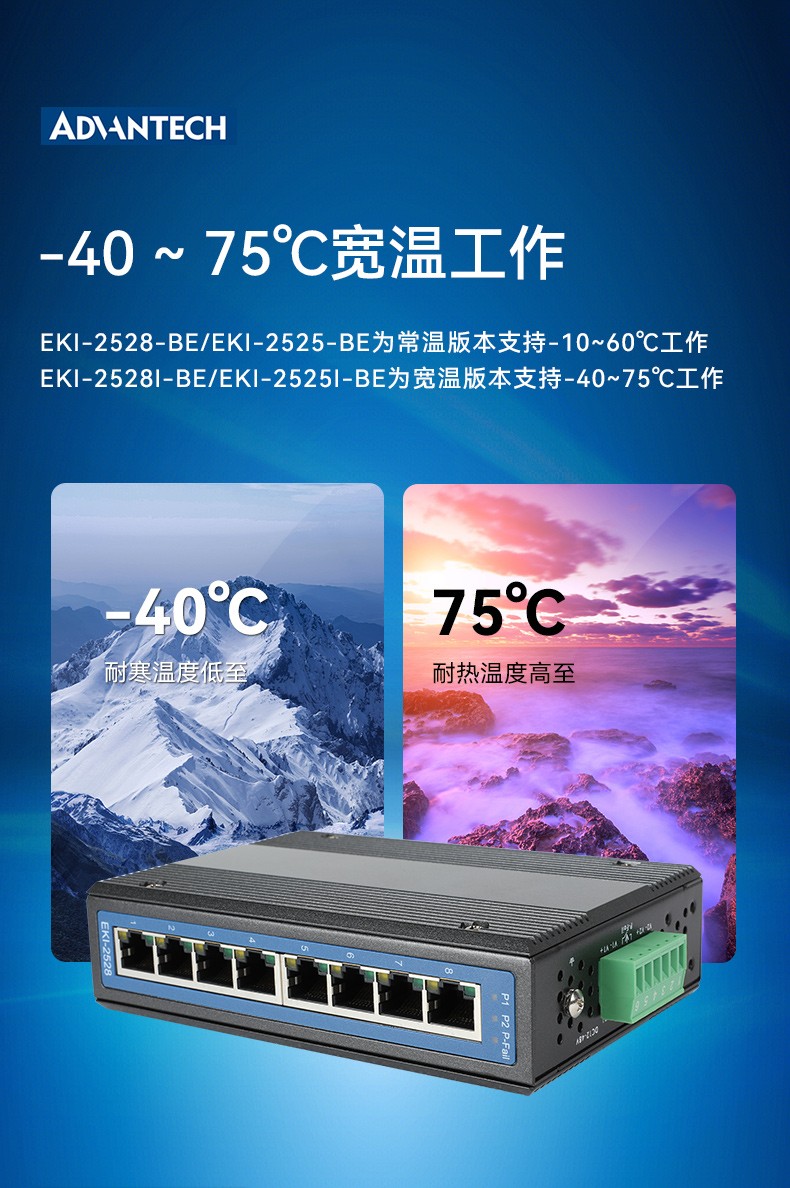研華寬溫網(wǎng)口交換機(jī),支持DIN導(dǎo)軌壁掛式安裝,EKI-2528-BE.jpg