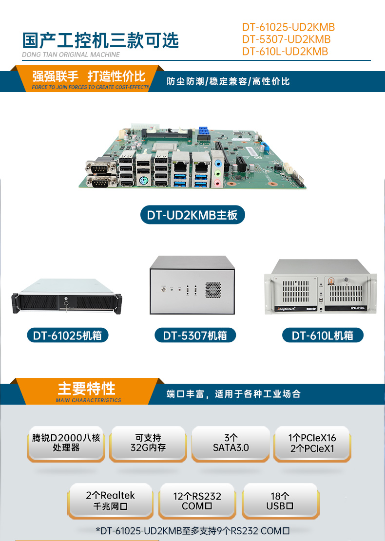 國產騰銳D2000工控機,2個千兆網口12個串口工控主機,DT-610L-UD2KMB.jpg