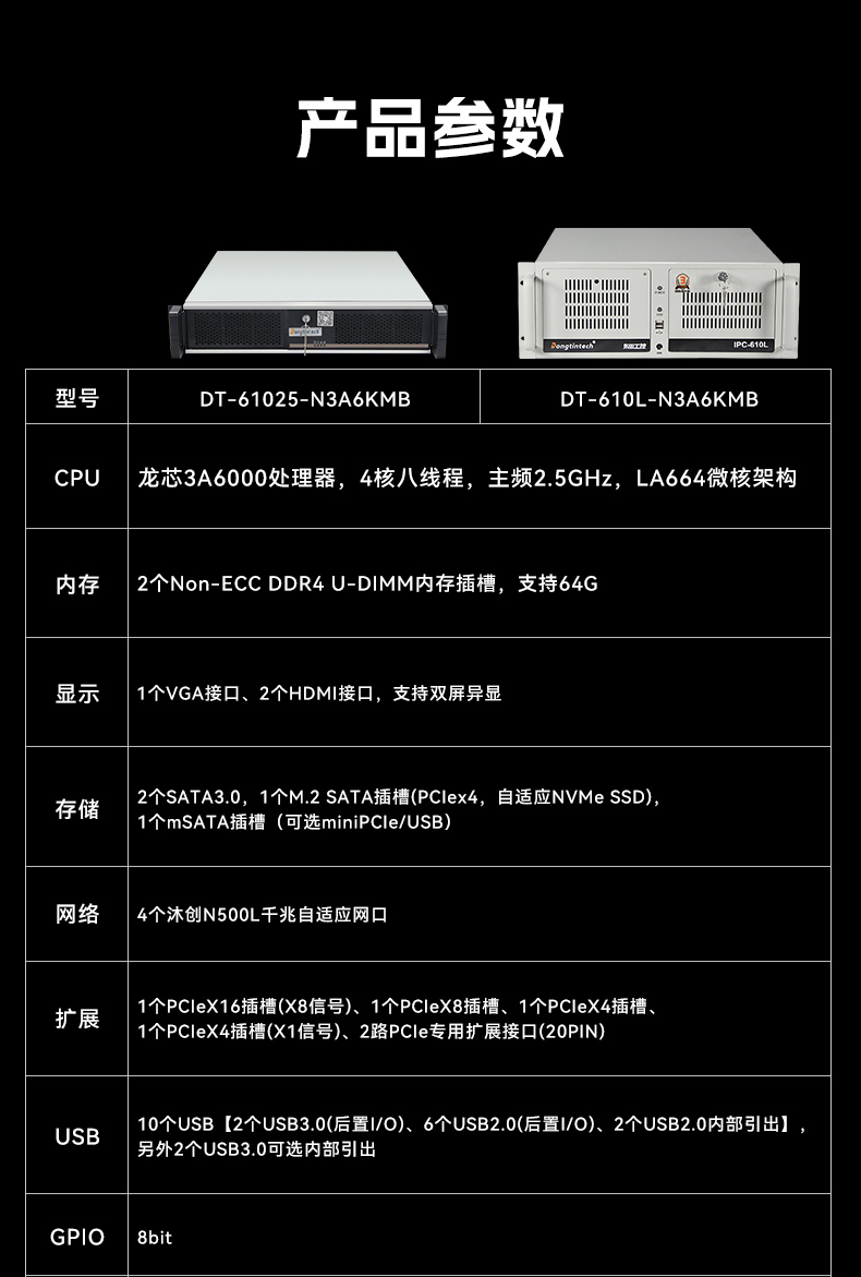 國產龍芯3A6000處理器工控機,銀河麒麟V10系統工控主機,DT-610L-N3A6KMB.jpg